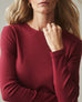 Women's Stretch Rib Crew Long Sleeve Tee - Tibetan Red